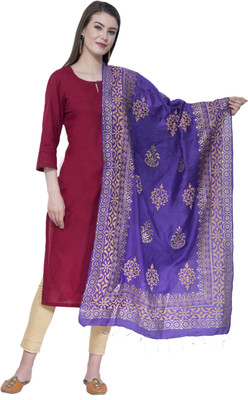 A R SILK Cotton Blend Self Design Women Dupatta