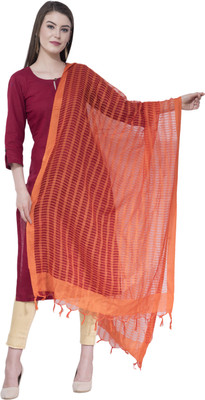 A R SILK Cotton Blend Striped Women Dupatta