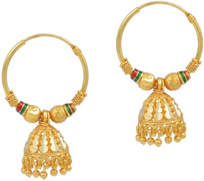MissMister Gold Finish Faux Hoop Jhumki Fusion Earrings for Women Pearl Brass Jhumki Earring