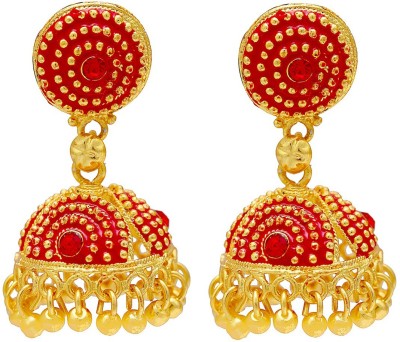 MissMister Gold Finish Meenakari Drop Fashion Rasrawa work Jhumki For Women Cubic Zirconia Brass Jhumki Earring