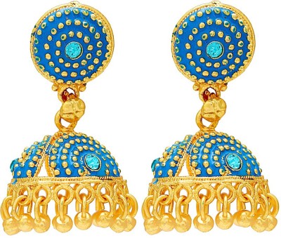 MissMister Gold Finish Meenakari Drop Fashion Rasrawa work Jhumki For Women Cubic Zirconia Brass Jhumki Earring