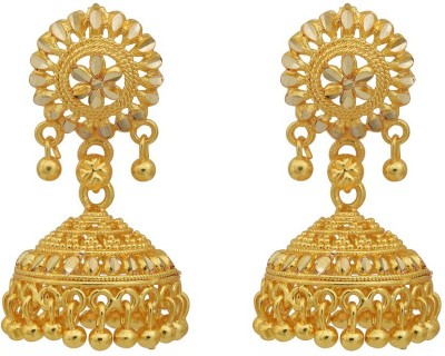 MissMister Gold Finish Faux Medium Size Traditional Jhumki Fashion Earrings For Women Brass Jhumki Earring