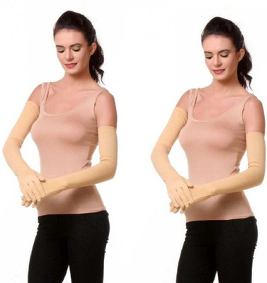 Tridhara Cotton Arm Sleeve For Men & Women(Free, Beige)