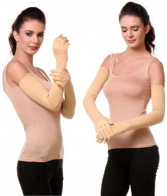 Tridhara Cotton Arm Sleeve For Men & Women(Free, Beige)