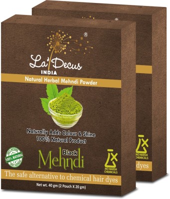 La'Decus Natural Herbal Organic Mehndi Powder for Hair with Medicinal Herbs (Pack Of 2) Black(80 g)