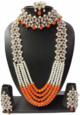 BJ JEWEL Alloy Gold-plated Orange Jewellery Set(Pack of 1)