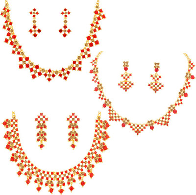 Sukkhi Alloy Gold-plated Red, Bronze Jewellery Set(Pack of 1)