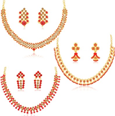 Sukkhi Alloy Gold-plated Red, Brown Jewellery Set(Pack of 1)