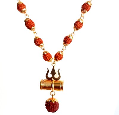 Shine Art Load Rudrablassing mala for men and women . Gold-plated Plated Wood Necklace