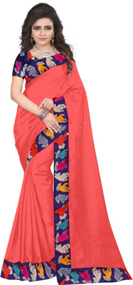 Divastri Solid/Plain Daily Wear Silk Blend Saree(Orange)