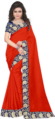 Divastri Solid/Plain Bollywood Silk Blend Saree(Red)