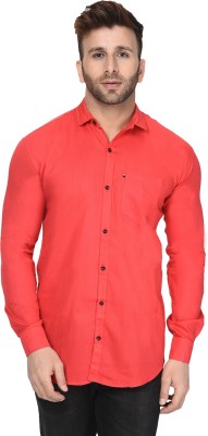 VILLAIN Men Solid Casual Pink Shirt