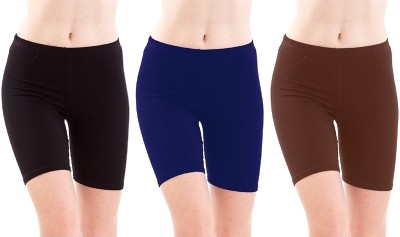 FeelBlue Solid Women Dark Blue, Brown, Black Basic Shorts