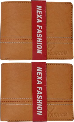 NEXA FASHION Men Casual Brown Genuine Leather Wallet(5 Card Slots, Pack of 2)