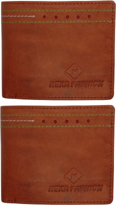 NEXA FASHION Men Casual Brown Genuine Leather Wallet(5 Card Slots, Pack of 2)