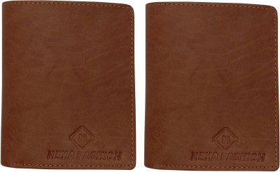 NEXA FASHION Men Casual Brown Genuine Leather Wallet(4 Card Slots, Pack of 2)