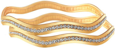JFL-Jewellery For Less Copper Diamond Gold-plated Bangle(Pack of 2)