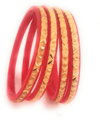 Preet Art Jewellery Plastic, Brass Gold-plated Bangle Set(Pack of 4)