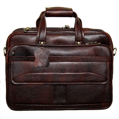 RICHSIGN 16 Inch Leather Bag For Men Messenger Bag(Brown, 22 L)