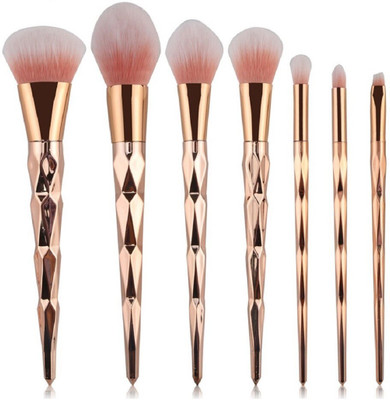Yoana Premium Diamond Pattern Unicorn Style Makeup Brush Set - Rose Gold(Pack of 7)