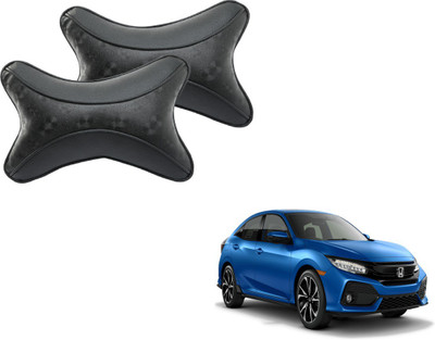 MOCKHE Black Cotton Car Pillow Cushion for Honda(Rectangular, Pack of 2)