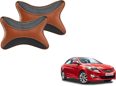 MOCKHE Black, Brown Cotton Car Pillow Cushion for Hyundai(Rectangular, Pack of 2)