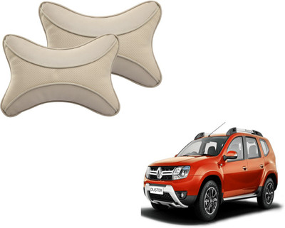 MOCKHE Beige Cotton Car Pillow Cushion for Renault(Rectangular, Pack of 2)