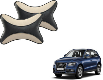 MOCKHE Beige, Black Cotton Car Pillow Cushion for Audi(Rectangular, Pack of 2)