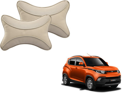 MOCKHE Beige Cotton Car Pillow Cushion for Mahindra(Rectangular, Pack of 2)