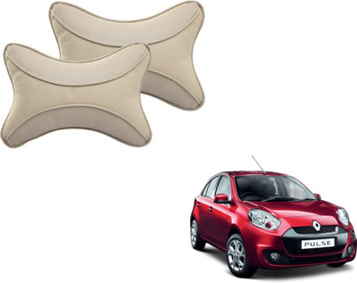 MOCKHE Beige Cotton Car Pillow Cushion for Renault(Rectangular, Pack of 2)