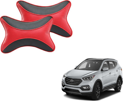 MOCKHE Black, Red Cotton Car Pillow Cushion for Hyundai(Rectangular, Pack of 2)