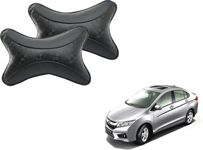 MOCKHE Black Cotton Car Pillow Cushion for Honda(Rectangular, Pack of 2)