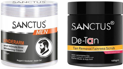 

SANCTUS D-TAN Tan Removal Fairness Scrub & Dark Spot Reduction 25-hr Oil Control Cream Combo (100gm + 100gm)(Set of 2)