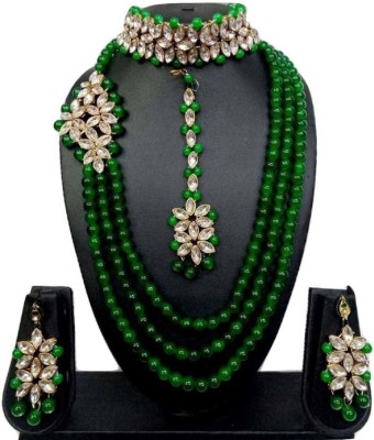 BJ JEWEL Alloy Gold-plated White, Green Jewellery Set(Pack of 1)