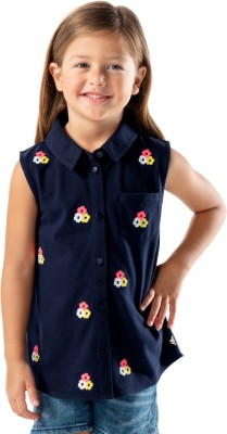 Cherry Crumble by Nitt Hyman Baby Girls Casual Cotton Blend Top(Blue, Pack of 1)