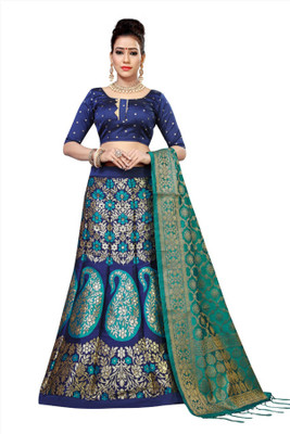 Sonu Creation Self Design Semi Stitched Lehenga Choli(Red, Blue)