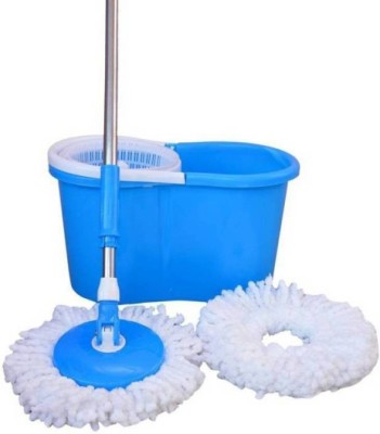 Majron 360 Degree Spin Easy Clean Floor Mop Bucket with Microfiber Head Mop Set(Multicolor)