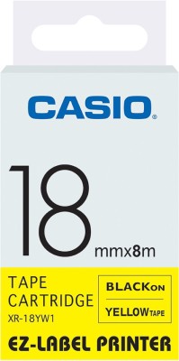 CASIO 18mm Color Label Printer Tape (Black on Yellow) Self-Adhesive Paper Label(Yellow)