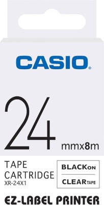 CASIO 24mm Color Label Printer Tape (Black on Clear) Self-Adhesive Paper Label(Clear)