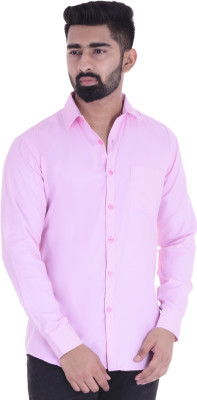 BEST BRAND Men Solid Casual Pink Shirt