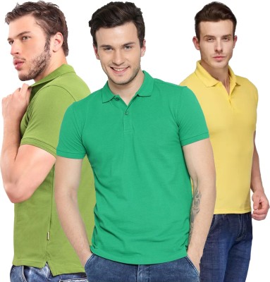 KEOTI Solid Men Polo Neck Green, Light Green, Yellow T-Shirt