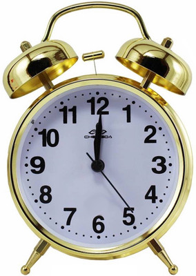 Auslese Analog Round Alarm Clock Twin Loud Bell (GOLD 16cm * 12 cm* 6 cm) Clock
