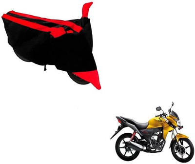 KAROBAR Two Wheeler Cover for Bajaj(Discover 100 DTS-i, Black, Red)