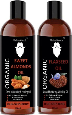 UrbanMooch Pure & Organic Sweet Almond Oil And Flaxseed Oil Hair Oil(200 ml)