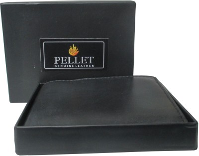 PELLET Men Casual Black Genuine Leather Wallet(7 Card Slots)