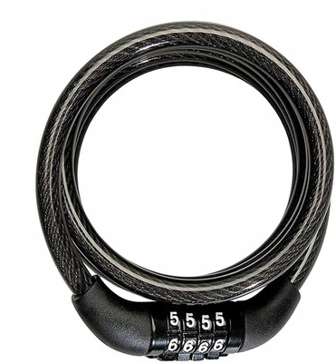 SLAMPZ SL1153 Number Lock Combination Coiled Bike Steel Cable Cycling Lock Cycle Lock