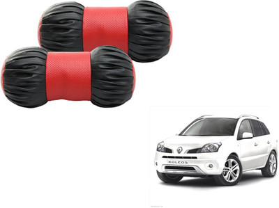 MOCKHE Black, Red Cotton, Leatherite Car Pillow Cushion for Renault(Round, Pack of 2)
