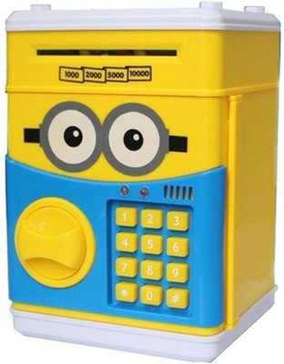 TinyTales Plastic Minion ATM Speaking Safe for Kids with Smart Electronic Lock Coin Bank(Multicolor)