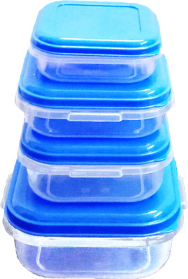 Fresco Plastic Fridge Container  - 1000 ml, 800 ml, 2000 ml, 400 ml(Pack of 4, Blue)