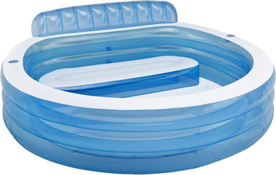VW Intex VW Inflatable Swim Center Family Lounge Pool with Built-In Bench Inflatable Swimming Pool(Multicolor)